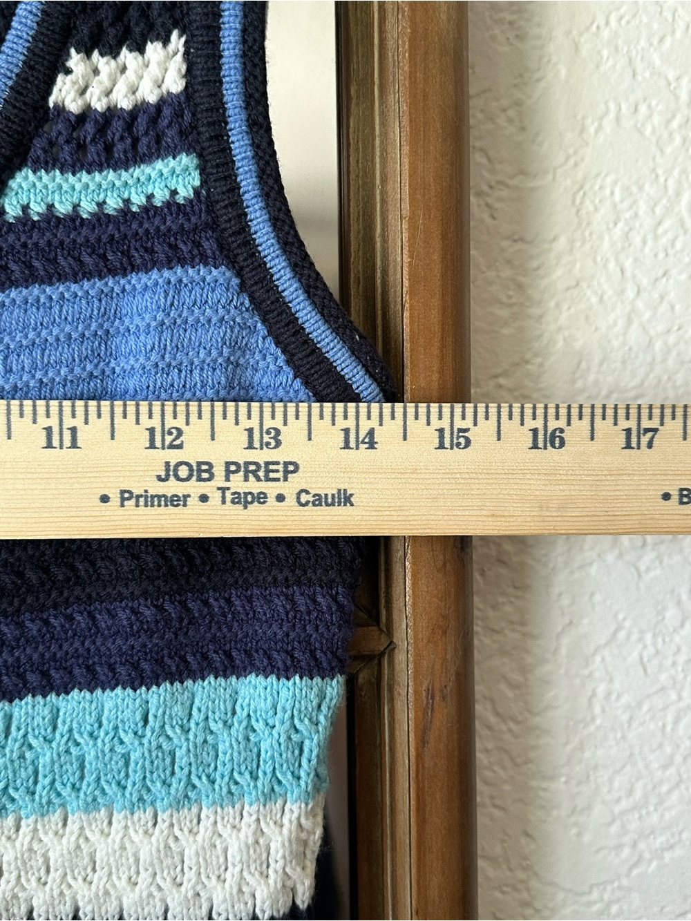 Haute Hippie Style Striped Crochet Knit Sweater Dress Blue Sleeveless Size Small - Picture 5 of 7